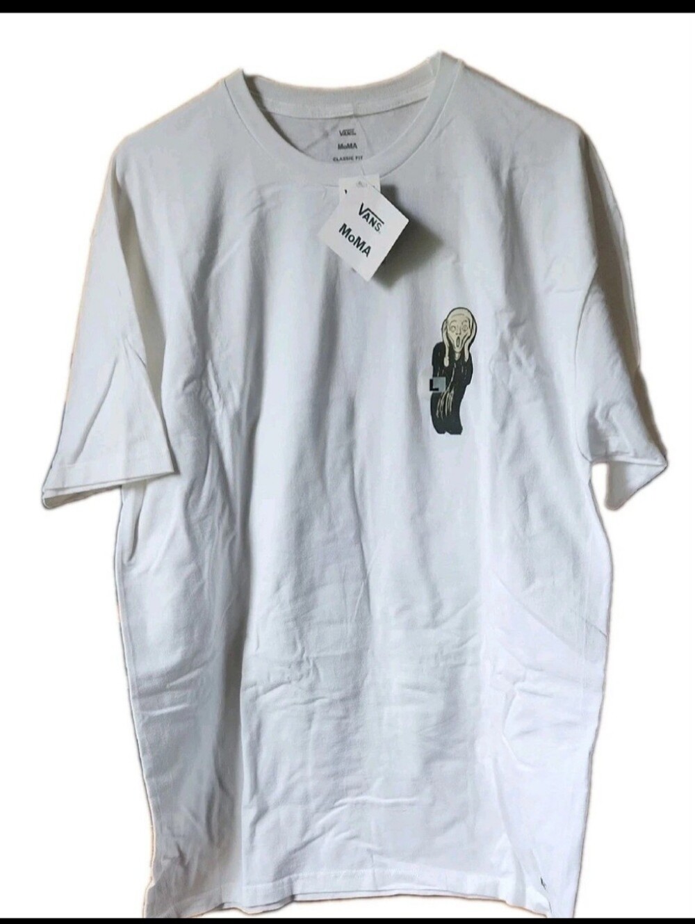Mens Graphic Tee, White Vans x MoMA "The Scream". Sz L 100% Cotton. NWT